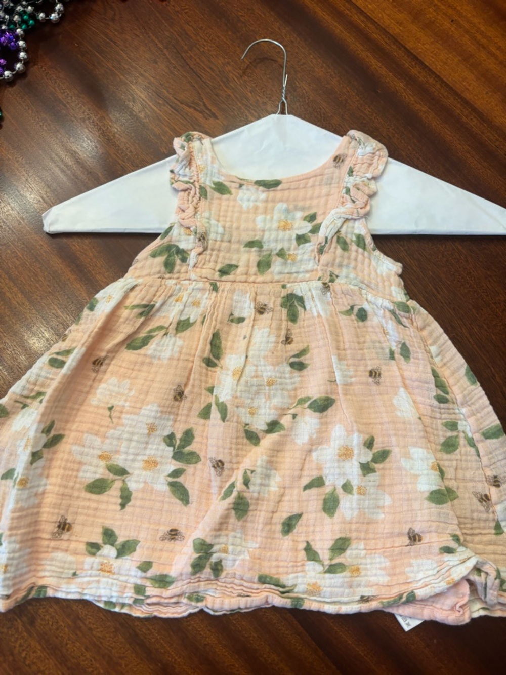 Angel Dear Peach Floral Cotton Sundress